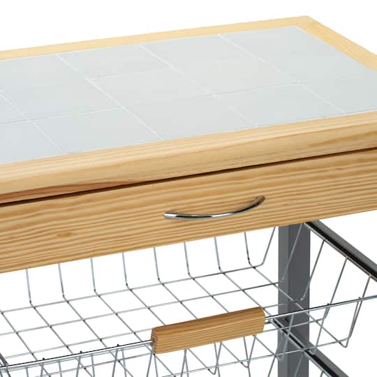 Organize It All Rolling Kitchen Cart with Wine Rack